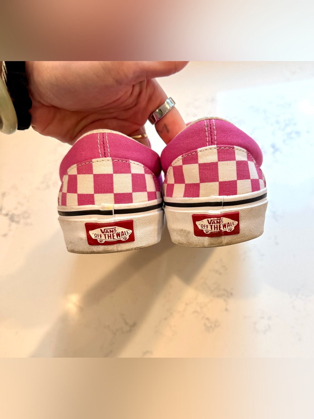 vans checkerboard slip on bright pink women’s size 8.5 - Picture 7 of 7